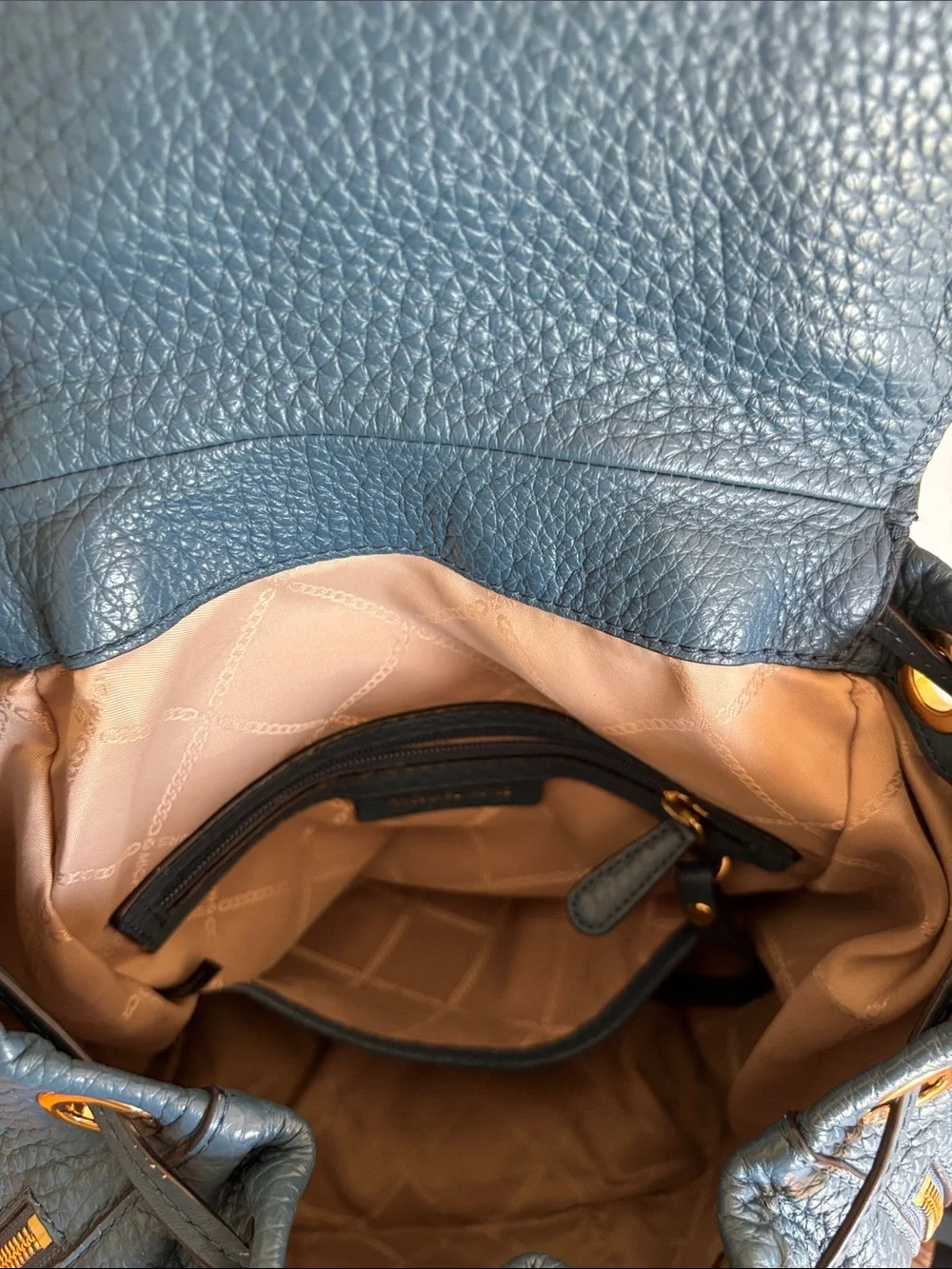 MICHAEL KORS Blue Pebble Leather Backpack